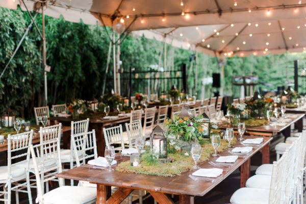 intimate tented Virginia wedding - farm tables