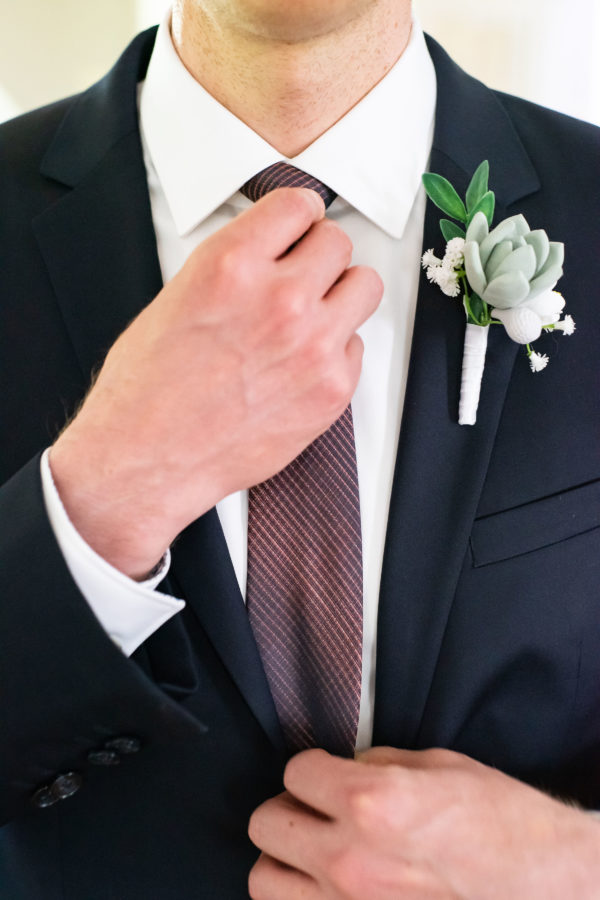 At-Home Maryland wedding ceremony - groom gets ready