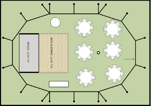 32x50 oval wedding tent floor plan