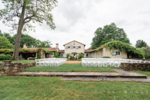 Outdoor wedding ceremony seating area at home- Bellwether Events