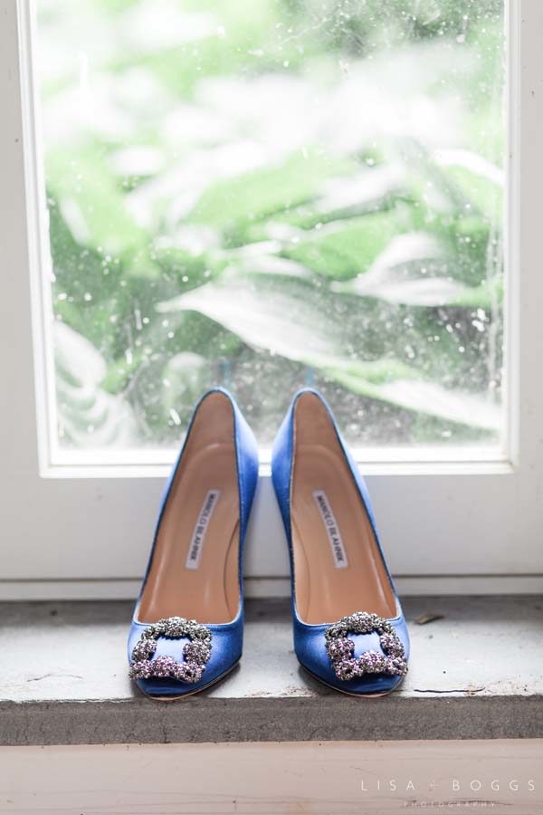 Virginia backyard wedding blue shoes