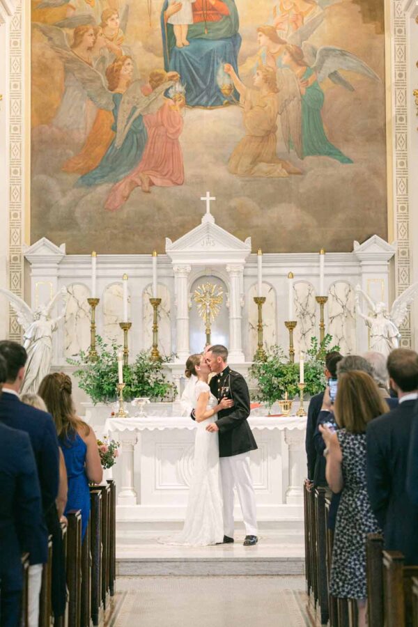 Holy Rosary Catholic Church DC wedding ceremony military groom