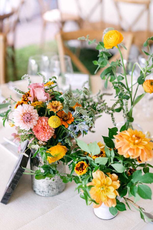 Marlborough Hunt Club Wedding Reception - summer tent wedding - colorful wildflower