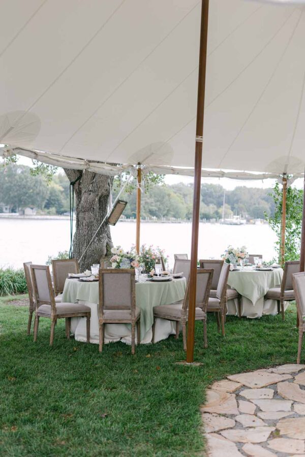 Maryland Waterfront Home wedding sailcloth tent brunch