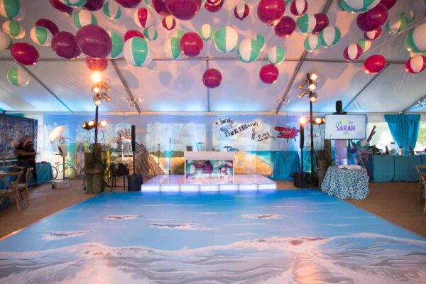 Virginia Bat Mitzvah - Ocean City Boardwalk theme - tented reception