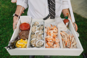 Roving raw bar - virginia backyard wedding - cocktail hour