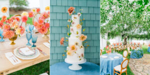 Maryland waterfront wedding secret garden tent blue orange greenery ceiling